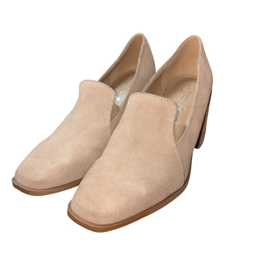Joie Wevenly Suede Block Heel Biege/Tan Loafer Pumps Minimalist Women Size 8 - Picture 2 of 11
